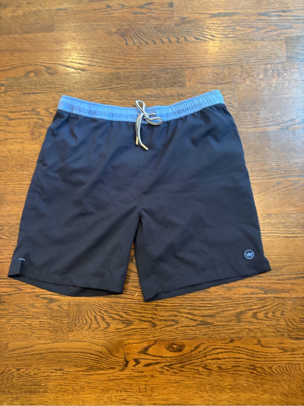 Peter Millar Navy Swim Trunks with Light Blue Waistband
